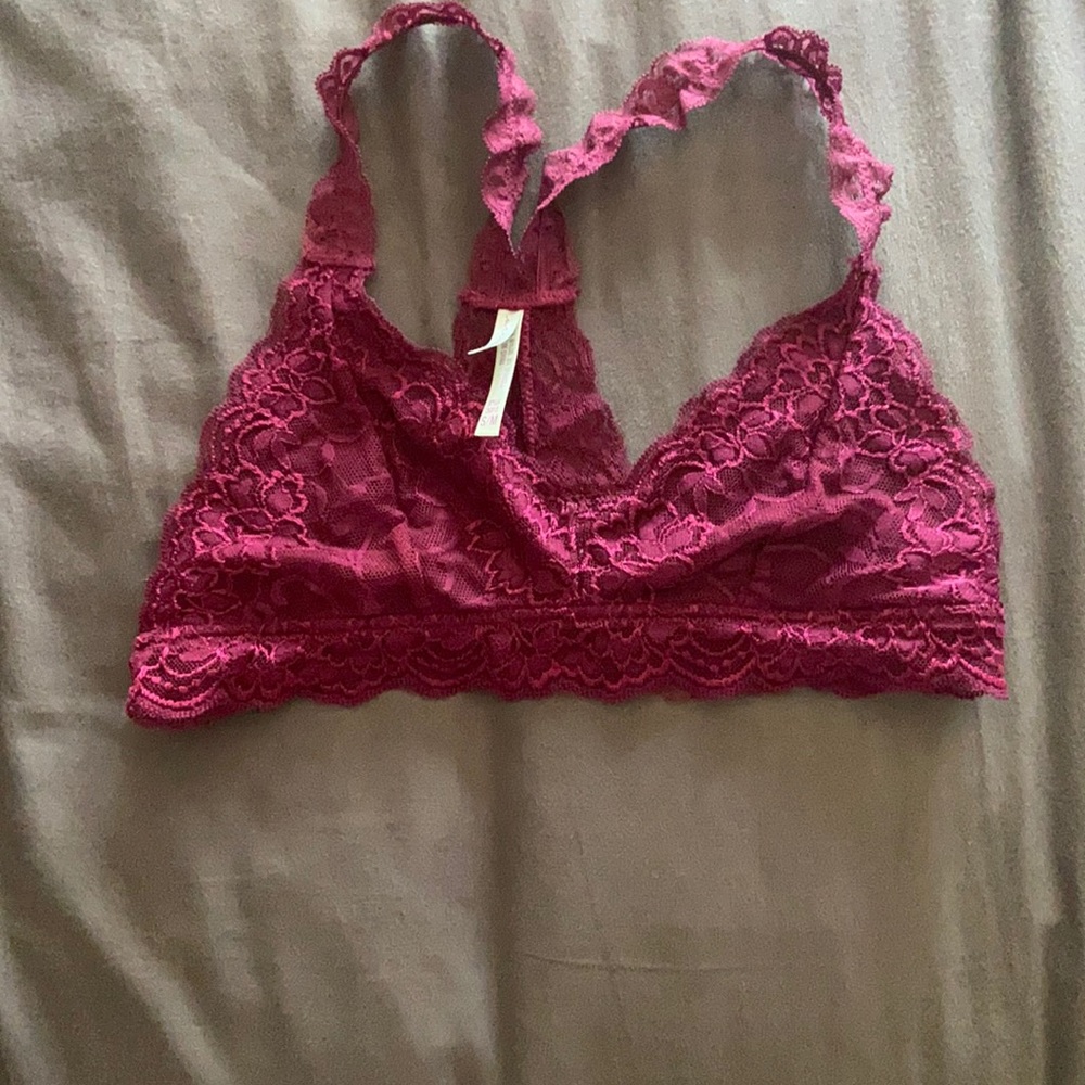 Berry lace racerback bralette.